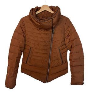 Zara basic Brown Puffer Down & WaterFowl Feather Coat